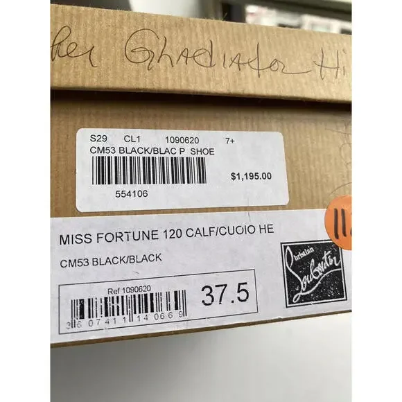 Christian Louboutin Black Miss Fortune Lace Up Platform 120 Sandal Shoe 37.5/7